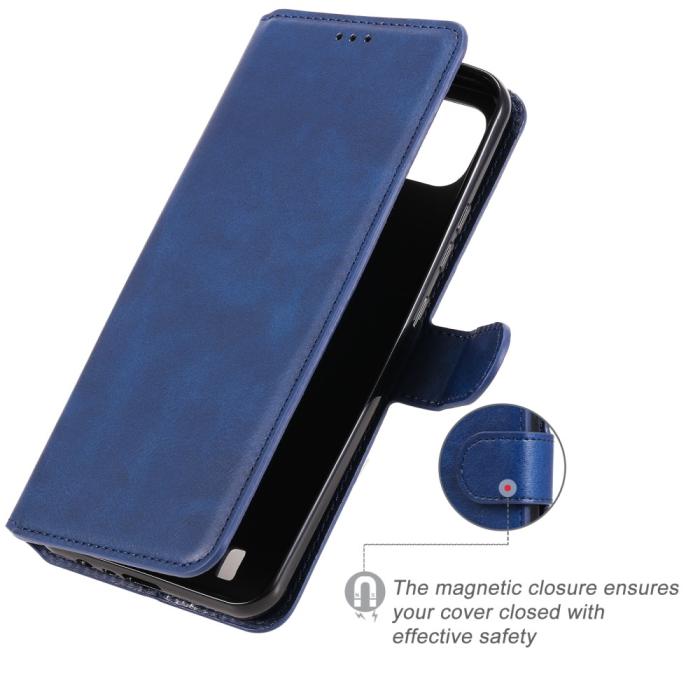 Bild 2, Realme C21 - Solid Läder Fodral - Blå