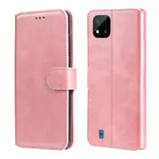 Realme C21 - Solid L&auml;der Fodral - Ros&eacute;guld