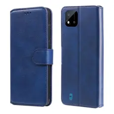 Realme C21 - Solid L&auml;der Fodral - Bl&aring;