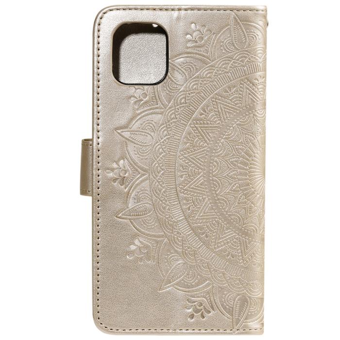 Bild 3, iPhone 13 Mini - Mandala Läder Fodral - Guld