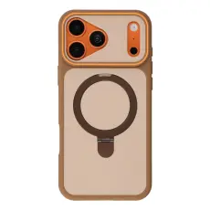 iPhone 18 Pro / 17 Pro Skal MagSafe Stativ 2-f&auml;rg Hybrid Brun