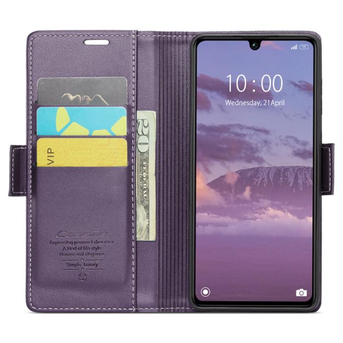 Bild 2, CASEME Xiaomi Redmi 13C 4G Fodral RFID Litchi Läder Lila