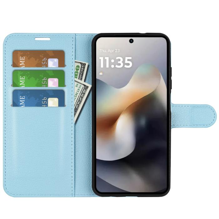 Bild 5, Motorola Moto G56 5G Fodral Litchi Läder Blå