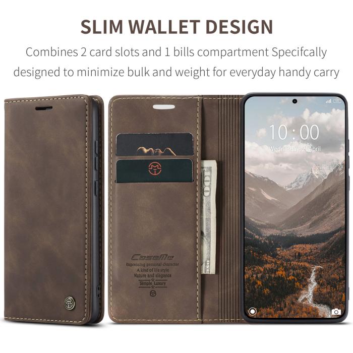 Bild 2, CASEME Xiaomi 15T Fodral Flip Retro Läder Brun
