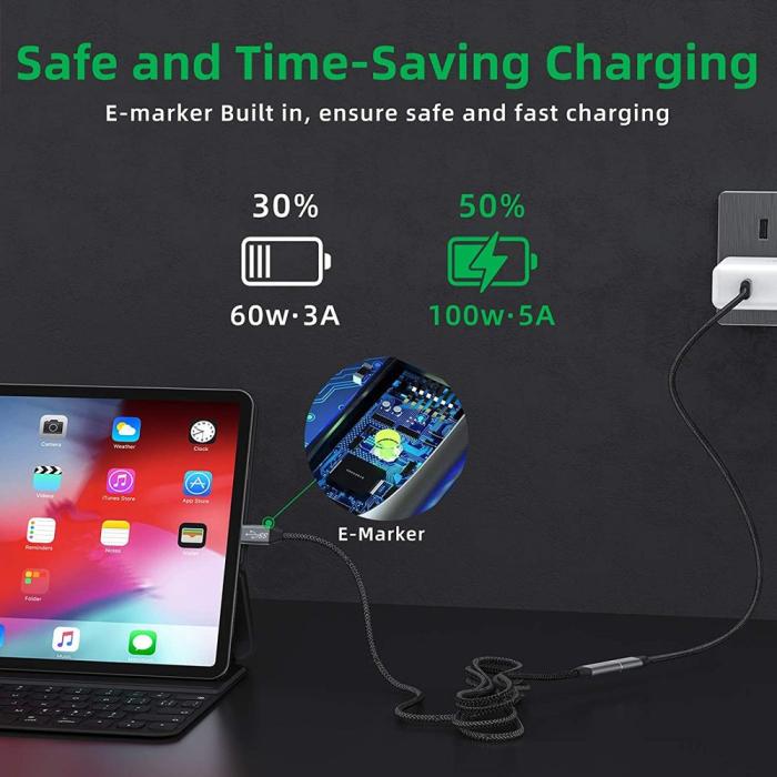 Bild 4, 50 cm USB-C 3.1 Gen2 Hane - USB-C Hona Adapter Kabel Svart