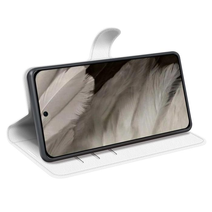 Bild 3, Google Pixel 8 Pro Fodral Litchi Textur Vit