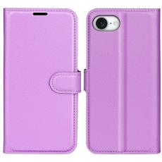 iPhone 17e / 16e Fodral Litchi L&auml;der Lila