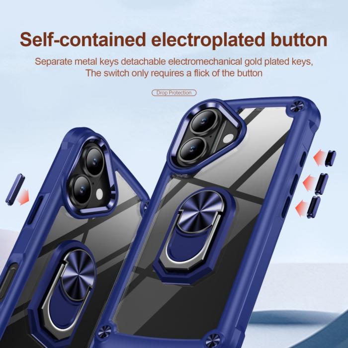 Bild 6, iPhone 16 Plus Skal Shockproof Ring Hybrid Blå