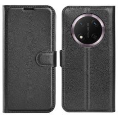 Honor Magic7 Lite Fodral Litchi L&auml;der Svart