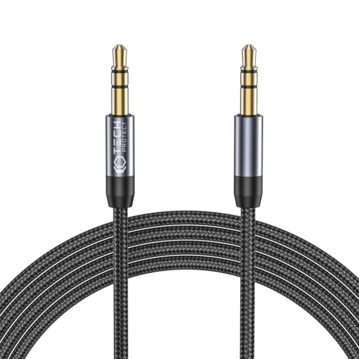 Bild 1, Tech-Protect 1.5m 3.5mm AUX Ljudkabel Nylon Svart