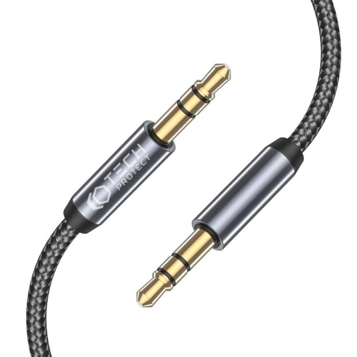 Bild 2, Tech-Protect 1.5m 3.5mm AUX Ljudkabel Nylon Svart