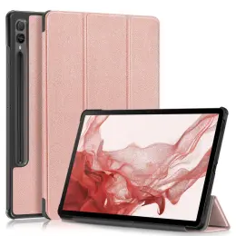 Samsung Galaxy Tab S9 Plus Fodral Läder Roséguld