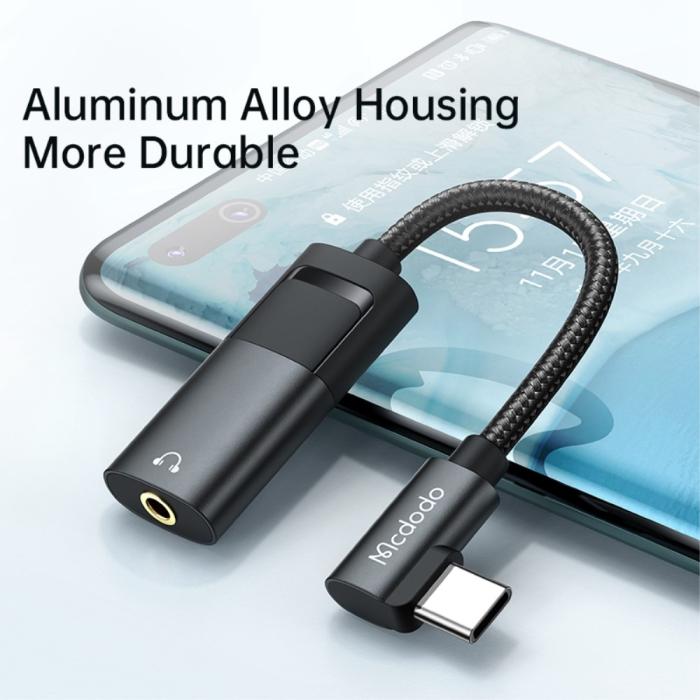Bild 4, Mcdodo DAC 60W PD USB-C - 3.5mm AUX Adapter Laddningsfunktion Svart