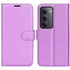 Xiaomi Redmi 15 Fodral Litchi L&auml;der Lila
