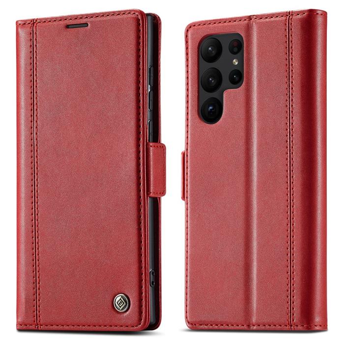 Bild 1, LC.IMEEKE Samsung Galaxy S23 Ultra Flip Fodral Läder Röd