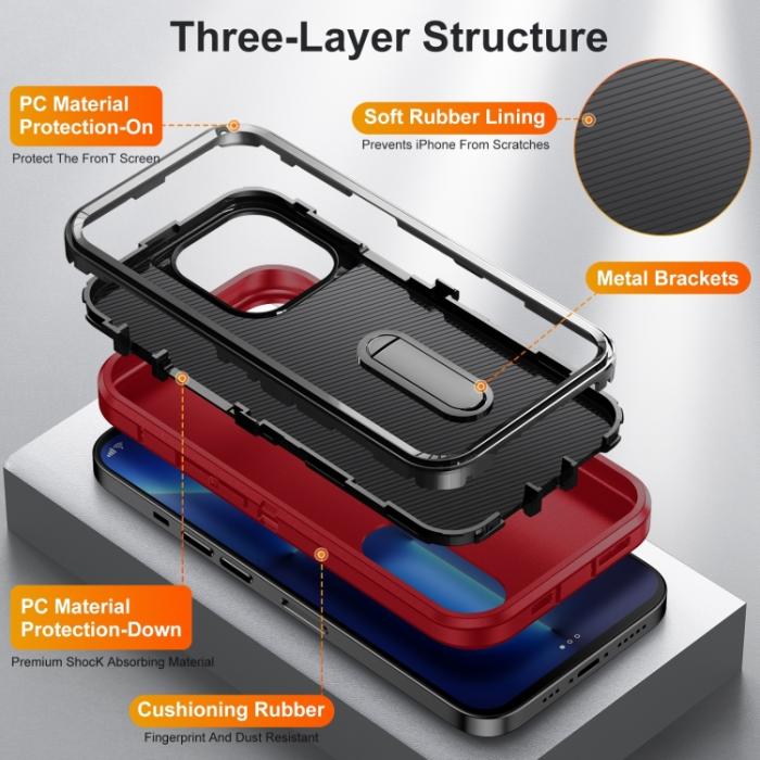 Bild 4, iPhone 14 Pro Max Skal 3in1 Shockproof Xtreme Röd/Svart