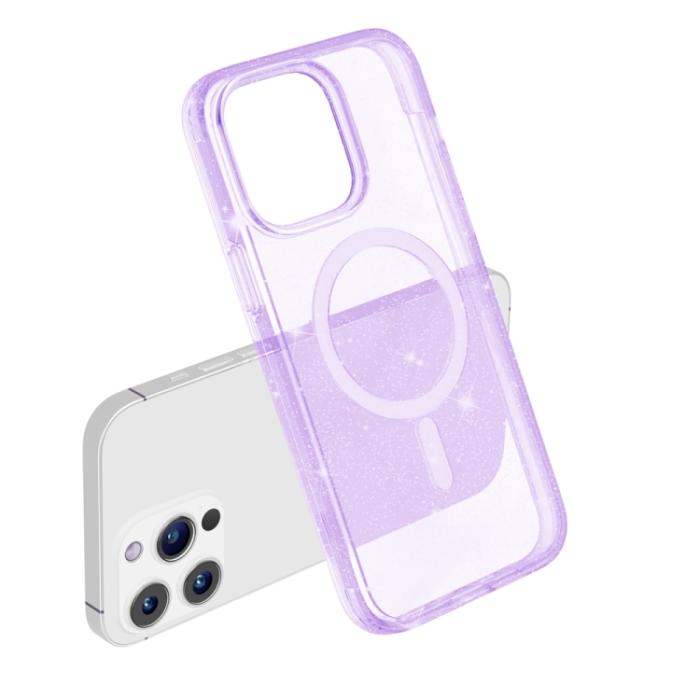 Bild 6, iPhone 15 Pro Skal MagSafe Glitter Hybrid Lila
