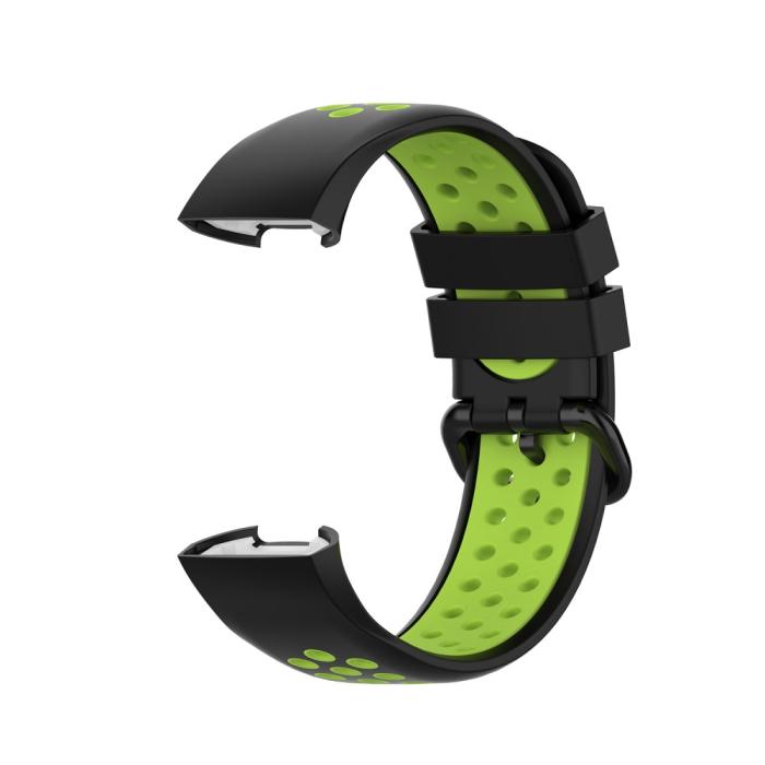Bild 3, Fitbit Charge 4/3 Silikon Träningsarmband Svart/Fluorescent Grön