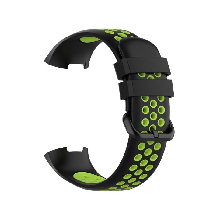 Bild 4, Fitbit Charge 4/3 Silikon Träningsarmband Svart/Fluorescent Grön