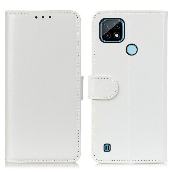 Bild 1, Realme C21 - Crazy Horse Läder Fodral - Vit