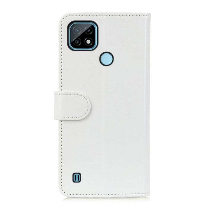 Bild 3, Realme C21 - Crazy Horse Läder Fodral - Vit