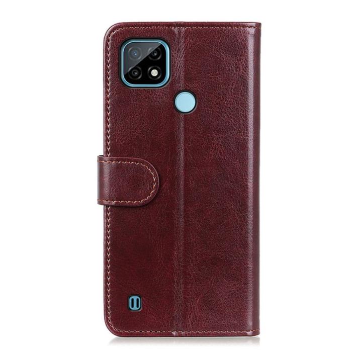 Bild 3, Realme C21 - Crazy Horse Läder Fodral - Brun