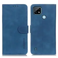 Realme C21 - KHAZNEH Retro L&auml;der Fodral - Bl&aring;