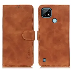 Realme C21 - KHAZNEH Retro L&auml;der Fodral - Brun