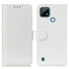 Realme C21 - Crazy Horse L&auml;der Fodral - Vit