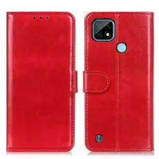 Realme C21 - Crazy Horse L&auml;der Fodral - R&ouml;d