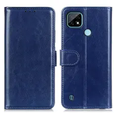 Realme C21 - Crazy Horse L&auml;der Fodral - Bl&aring;