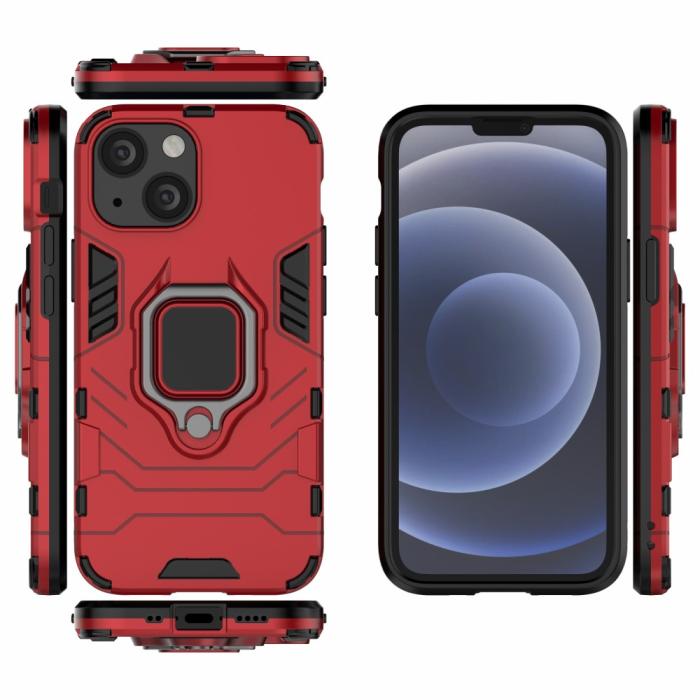 Bild 6, iPhone 13 Mini - Hybrid Ring Skal - Röd