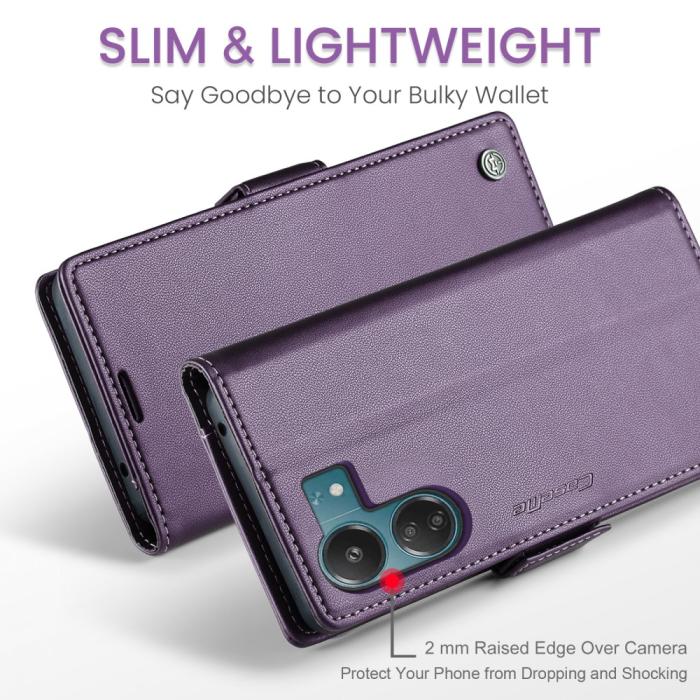 Bild 5, CASEME Xiaomi Redmi 13C 4G Fodral RFID Litchi Läder Lila