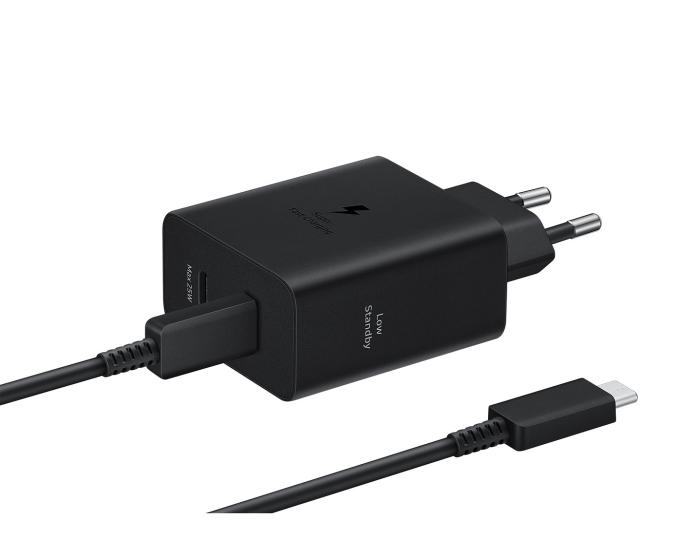 Bild 1, Samsung Original 50W 2x USB-C Laddare EP-T5020 Inkl. 1.8m USB-C Kabel Svart