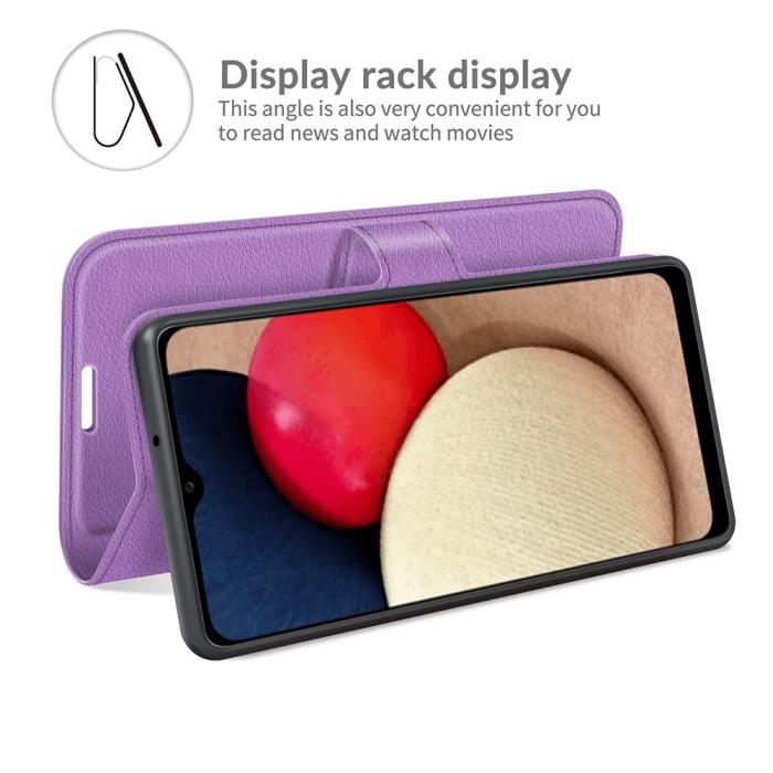 Bild 5, Samsung Galaxy A03s Fodral Litchi Läder Lila