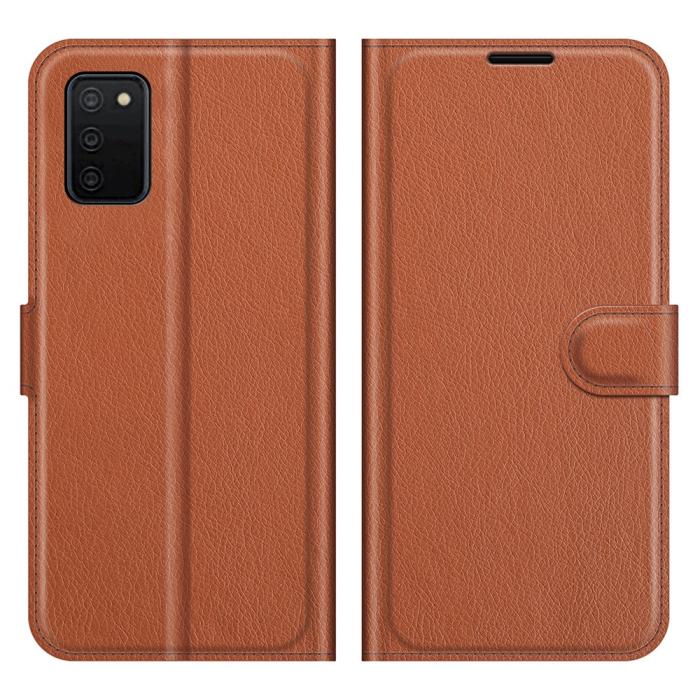 Bild 1, Samsung Galaxy A03s Fodral Litchi Läder Brun
