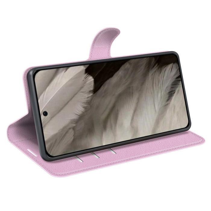 Bild 3, Google Pixel 8 Pro Fodral Litchi Textur Ljus Rosa