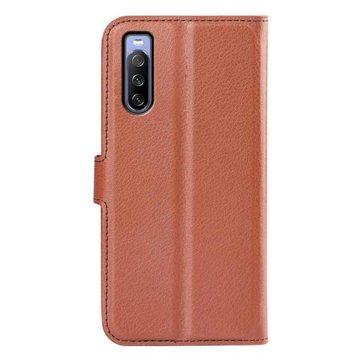 Bild 6, Sony Xperia 10 IV Fodral Litchi Läder Brun