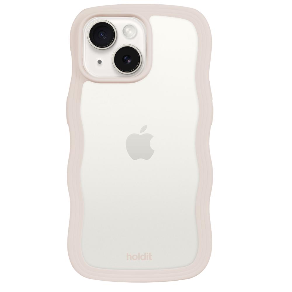 holdit iPhone 15/14/13 Skal Wavy Light Beige Transparent