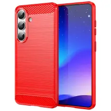 Samsung Galaxy S26 Skal Borstad St&aring;l Textur R&ouml;d
