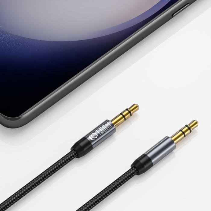 Bild 3, Tech-Protect 1.5m 3.5mm AUX Ljudkabel Nylon Svart