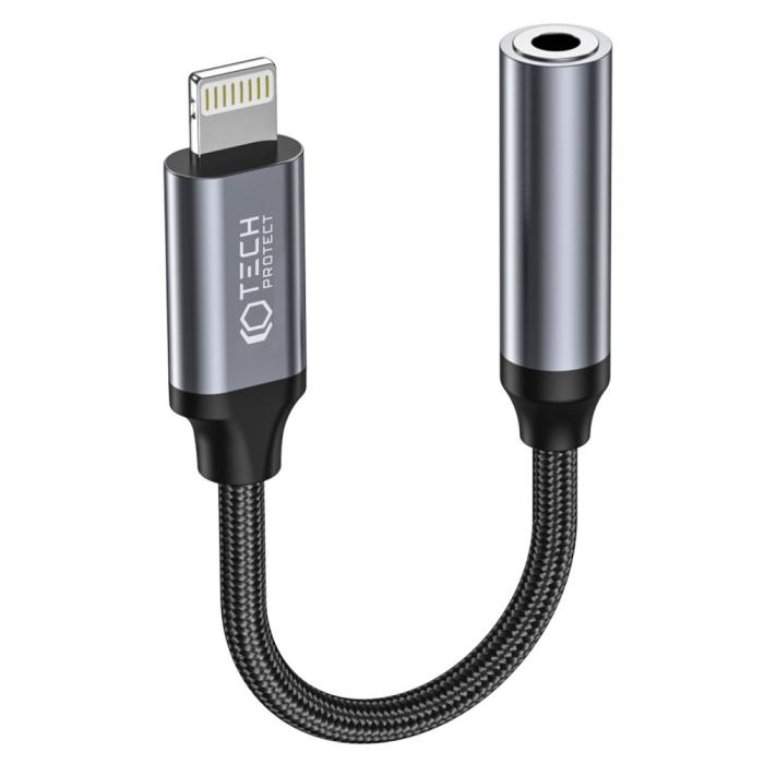 Bild 1, Tech-Protect Ljudadapter Lightning - 3.5mm AUX Hona Nylon Svart