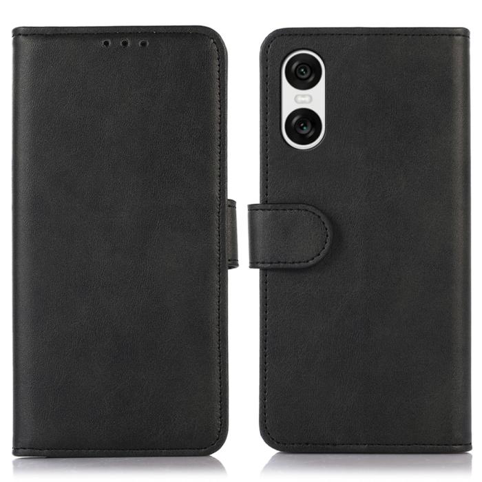 Bild 1, Sony Xperia 10 VI Läder Fodral Läder Solid Svart