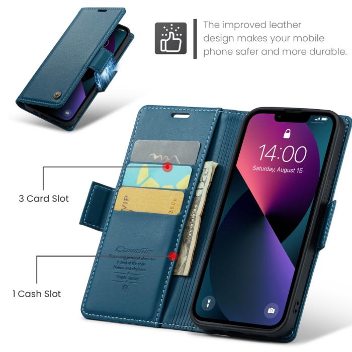 Bild 5, CASEME iPhone 15 Plus Fodral Läder RFID Blå