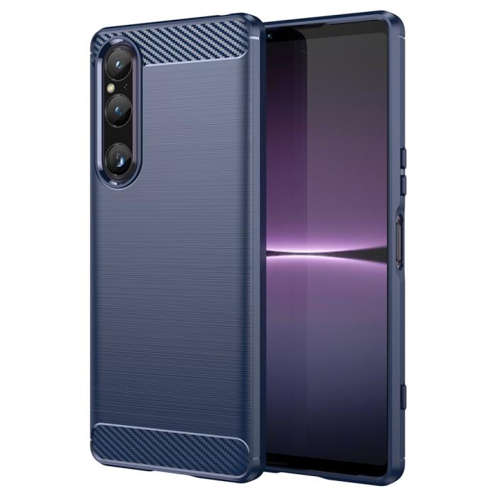 Bild 1, Sony Xperia 1 V Skal Borstad Stål Textur Blå