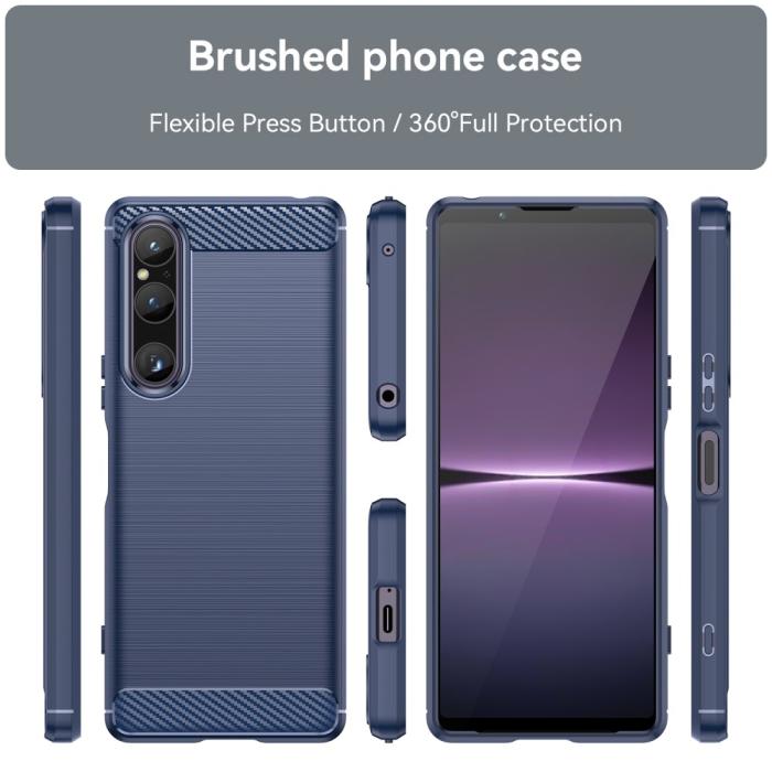 Bild 2, Sony Xperia 1 V Skal Borstad Stål Textur Blå
