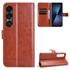 Sony Xperia 1 VII Fodral Crazy Horse L&auml;der Brun