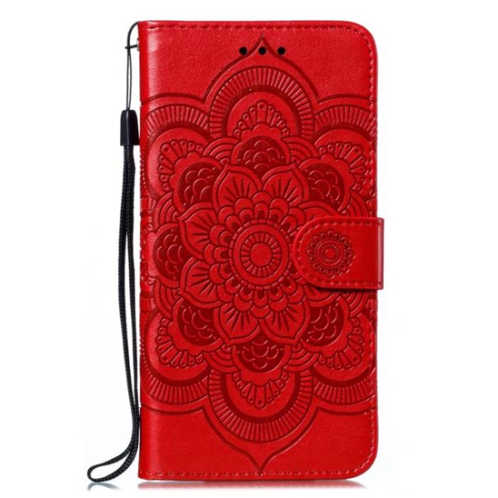 Bild 2, Samsung Galaxy A24 5G Fodral Mandala Läder Röd