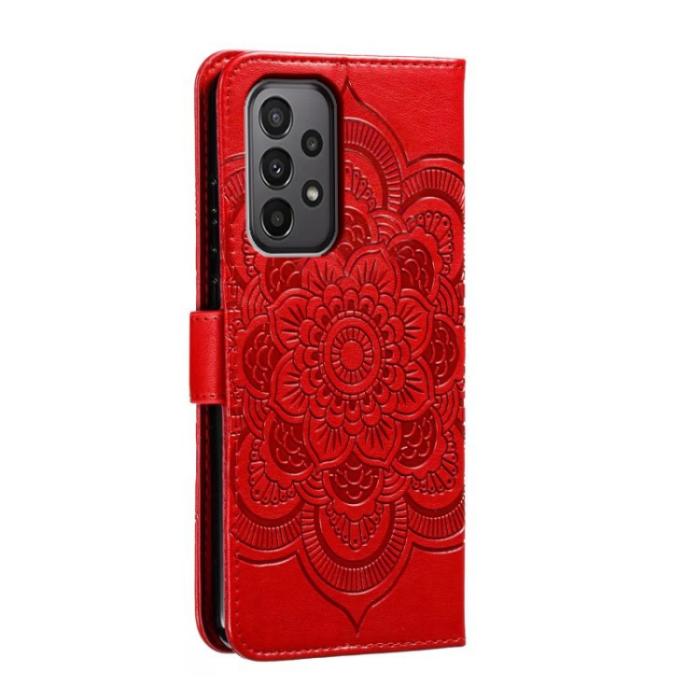 Bild 3, Samsung Galaxy A24 5G Fodral Mandala Läder Röd