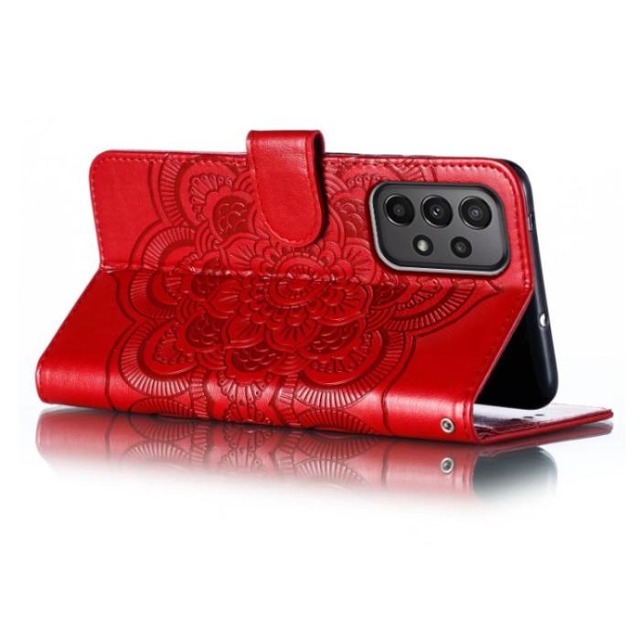 Bild 5, Samsung Galaxy A24 5G Fodral Mandala Läder Röd
